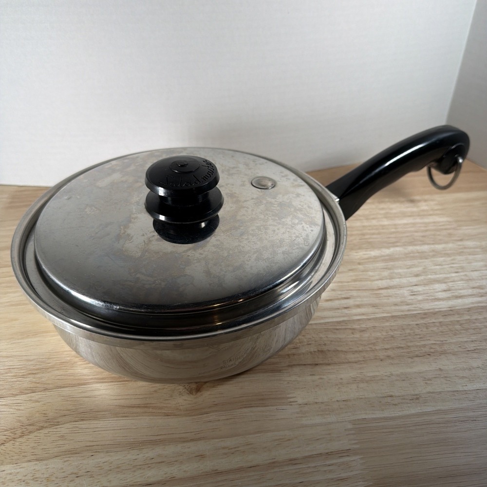 Vintage Saladmaster Stainless Steel 9" Skillet Saute Fry Pan T304S Vapo Lid